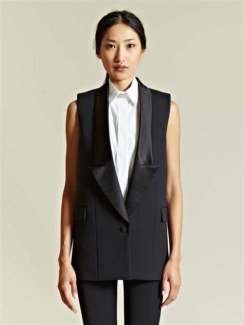 givenchy tuxedo vest|Givenchy denim jacket.